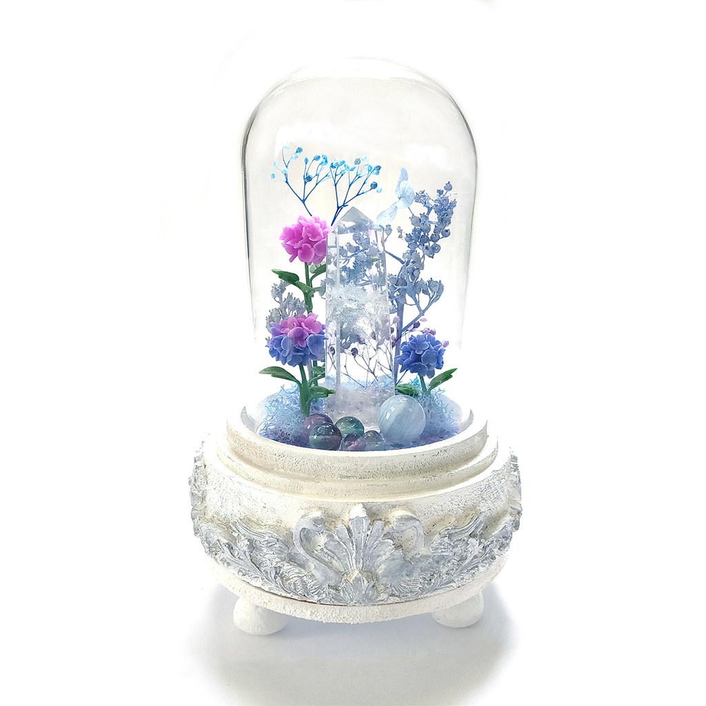 【期間限定・春】鉱物ランプ『紫陽花』中・水晶・リモコン切替点灯