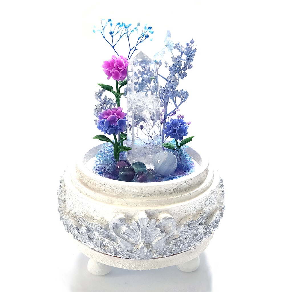 【期間限定・春】鉱物ランプ『紫陽花』中・水晶・リモコン切替点灯