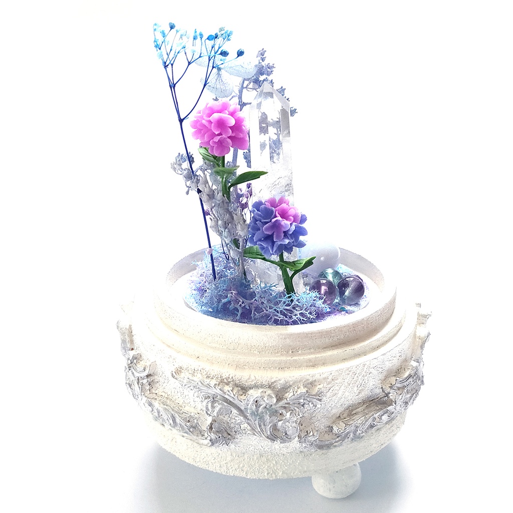【期間限定・春】鉱物ランプ『紫陽花』中・水晶・リモコン切替点灯