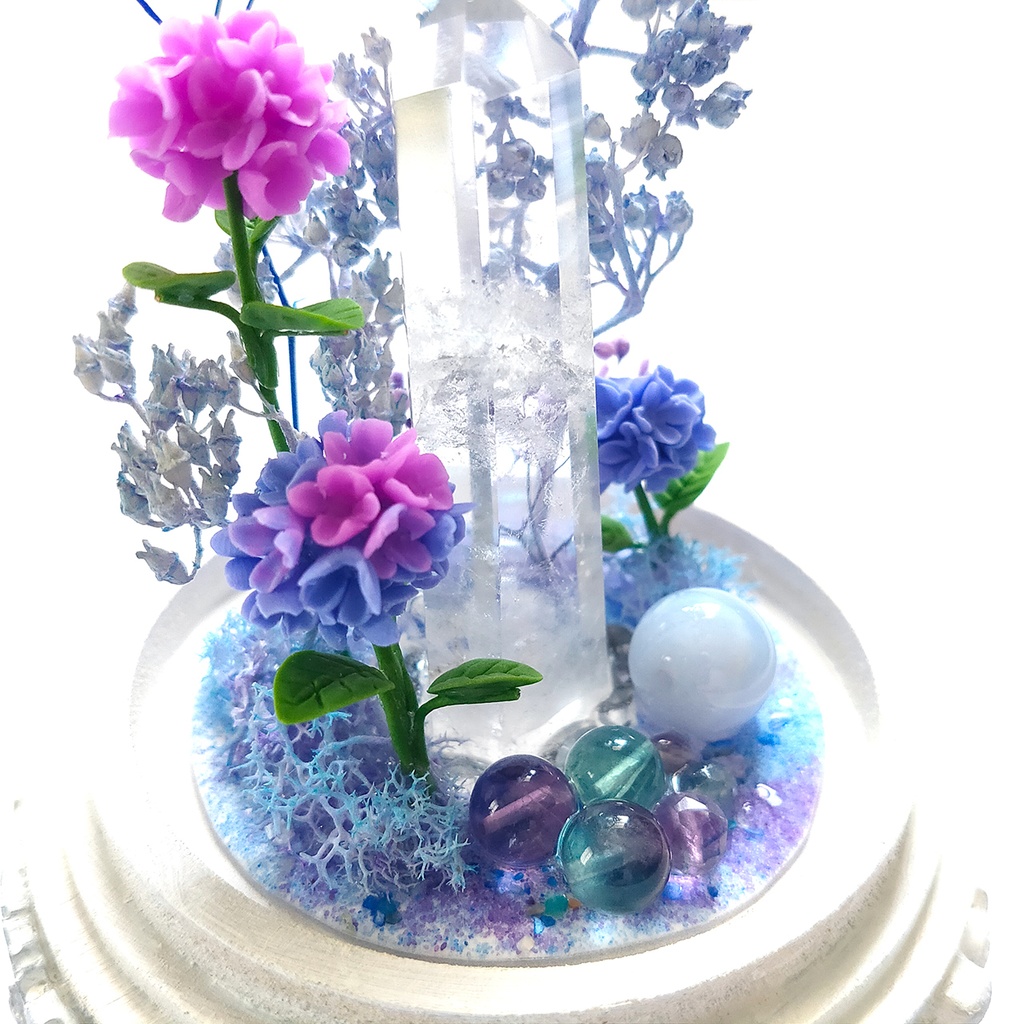 【期間限定・春】鉱物ランプ『紫陽花』中・水晶・リモコン切替点灯