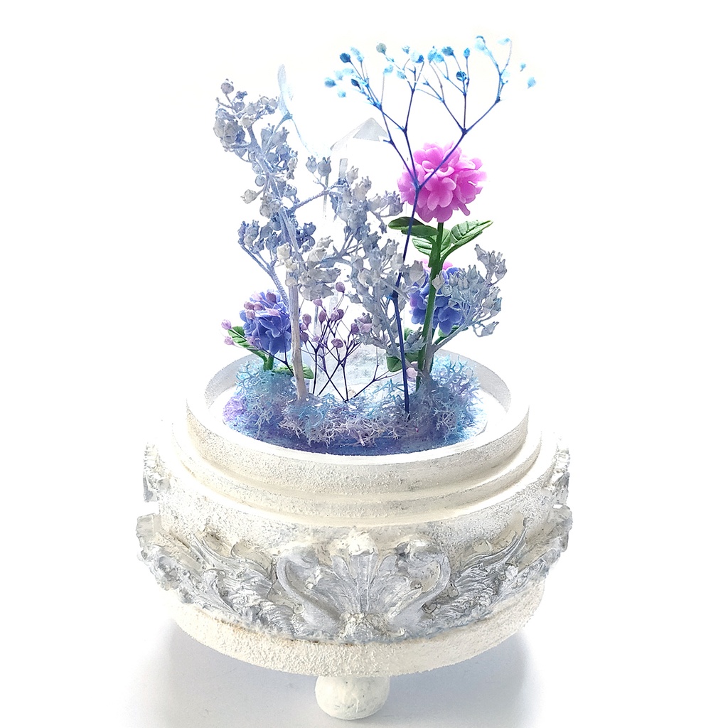 【期間限定・春】鉱物ランプ『紫陽花』中・水晶・リモコン切替点灯