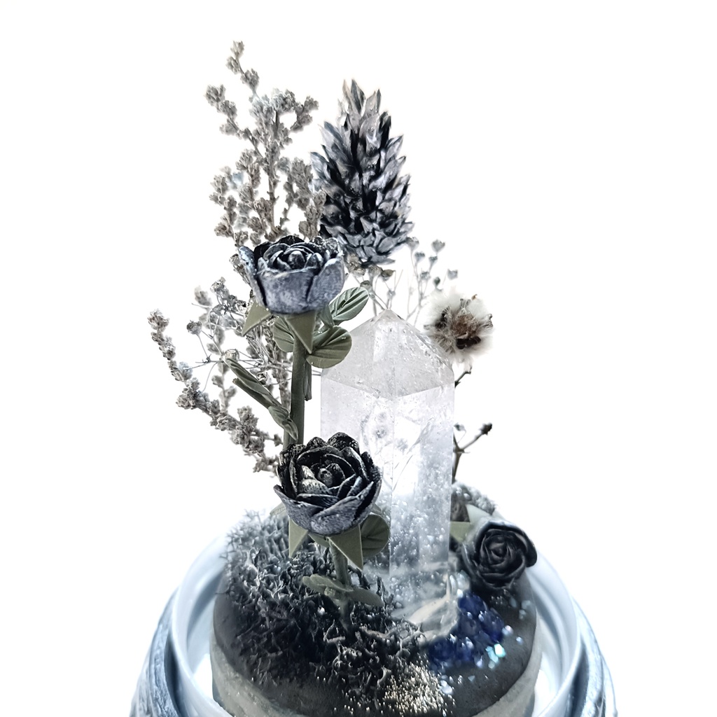 鉱物ランプ『シルバー』中サイズ・水晶・サファイア