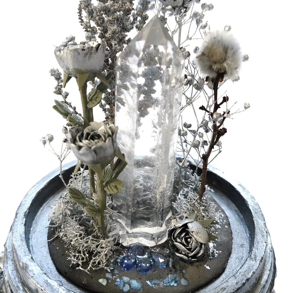 鉱物ランプ『シルバー』中サイズ・水晶・サファイア