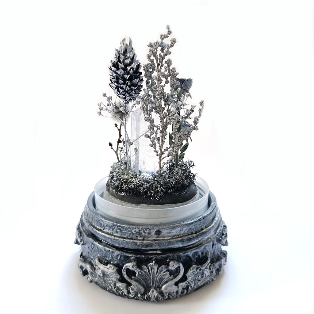 鉱物ランプ『シルバー』中サイズ・水晶・サファイア