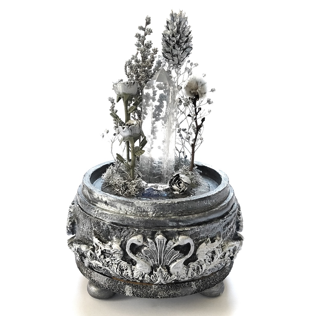 鉱物ランプ『シルバー』中サイズ・水晶・サファイア