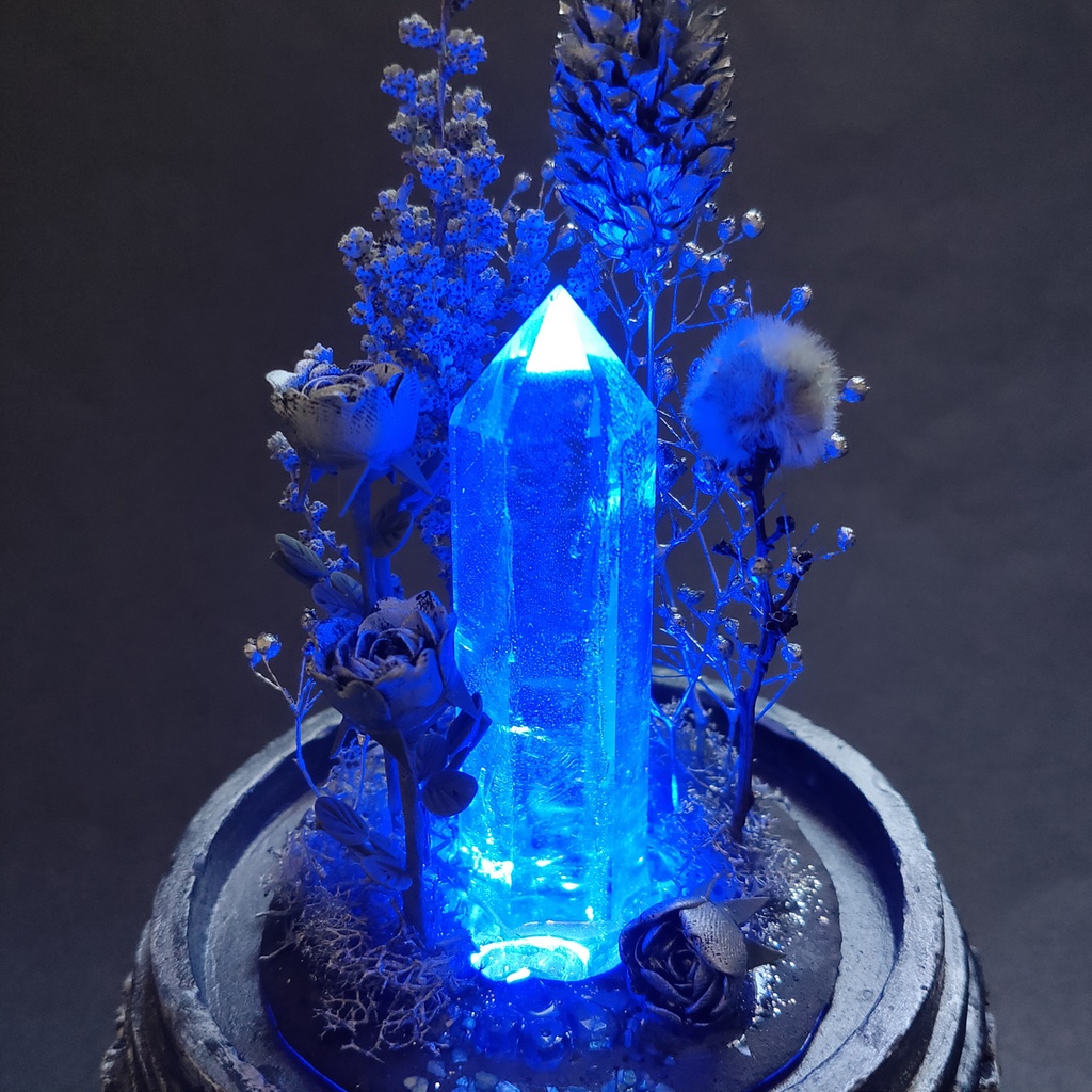 鉱物ランプ『シルバー』中サイズ・水晶・サファイア