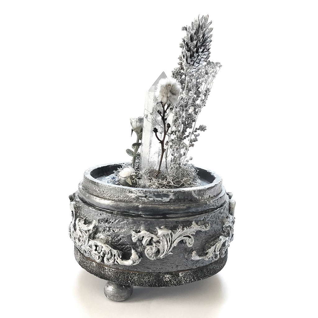 鉱物ランプ『シルバー』中サイズ・水晶・サファイア