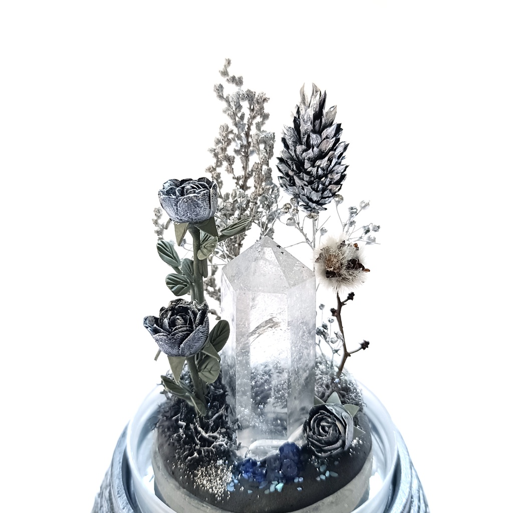 鉱物ランプ『シルバー』中サイズ・水晶・サファイア