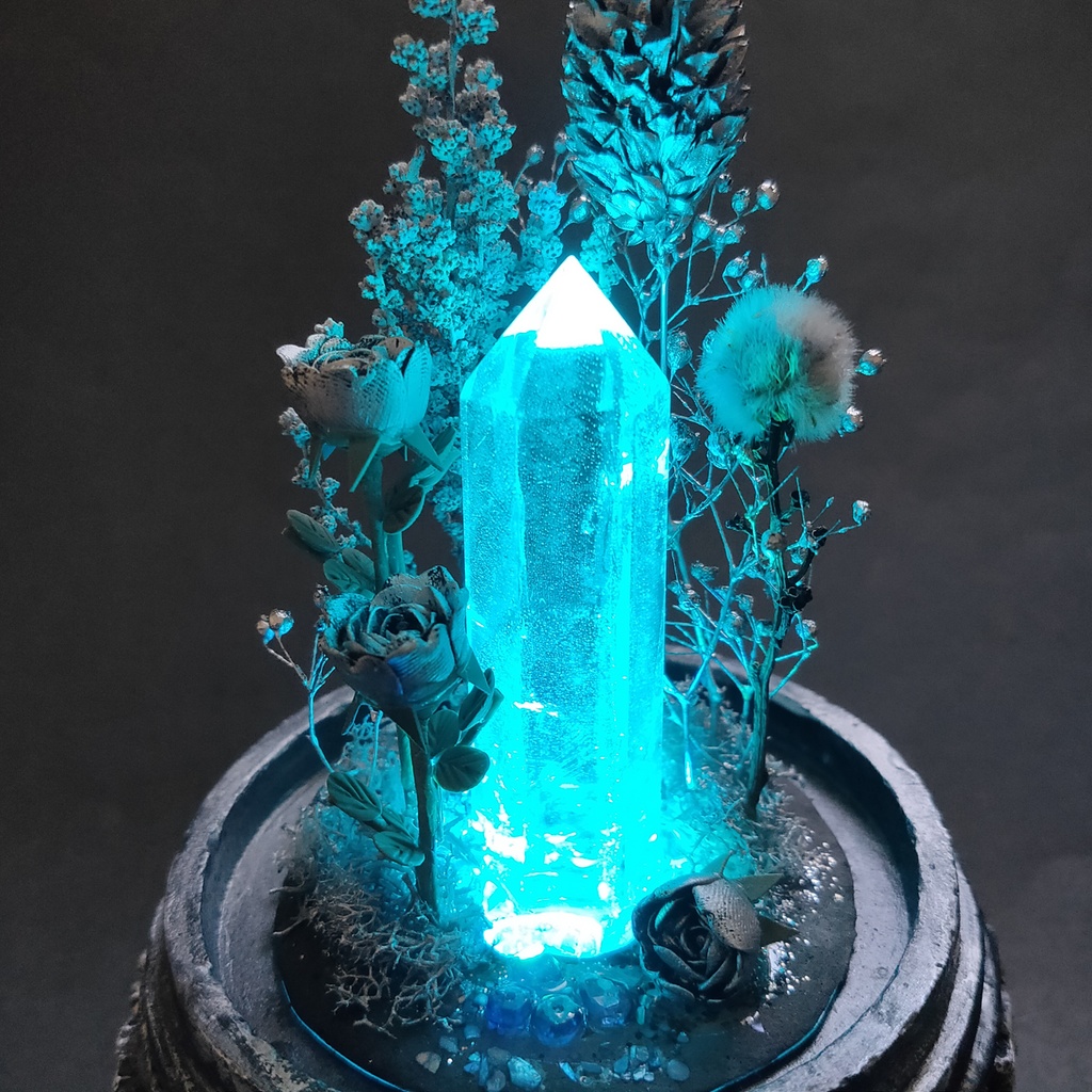 鉱物ランプ『シルバー』中サイズ・水晶・サファイア