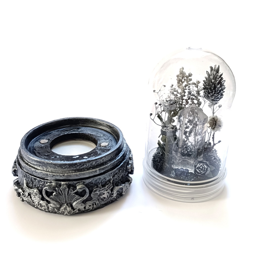 鉱物ランプ『シルバー』中サイズ・水晶・サファイア