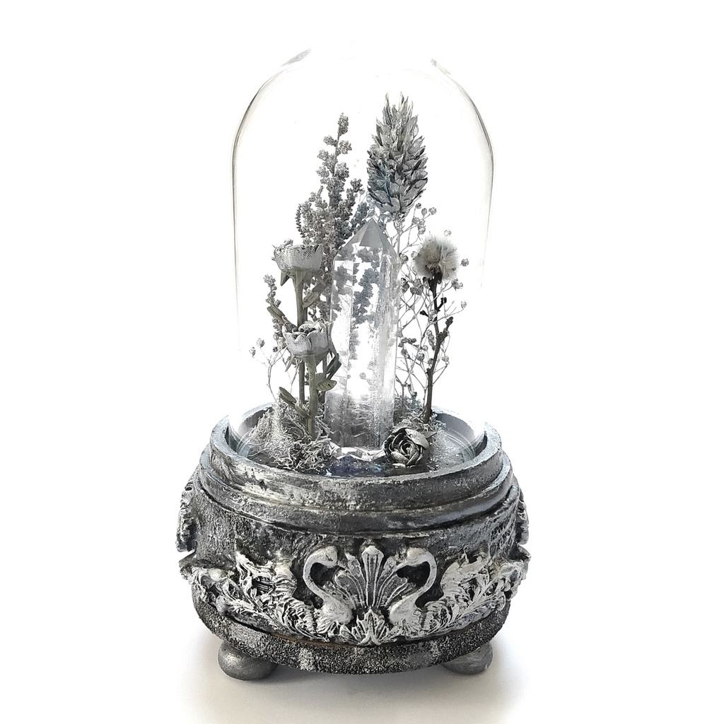 鉱物ランプ『シルバー』中サイズ・水晶・サファイア