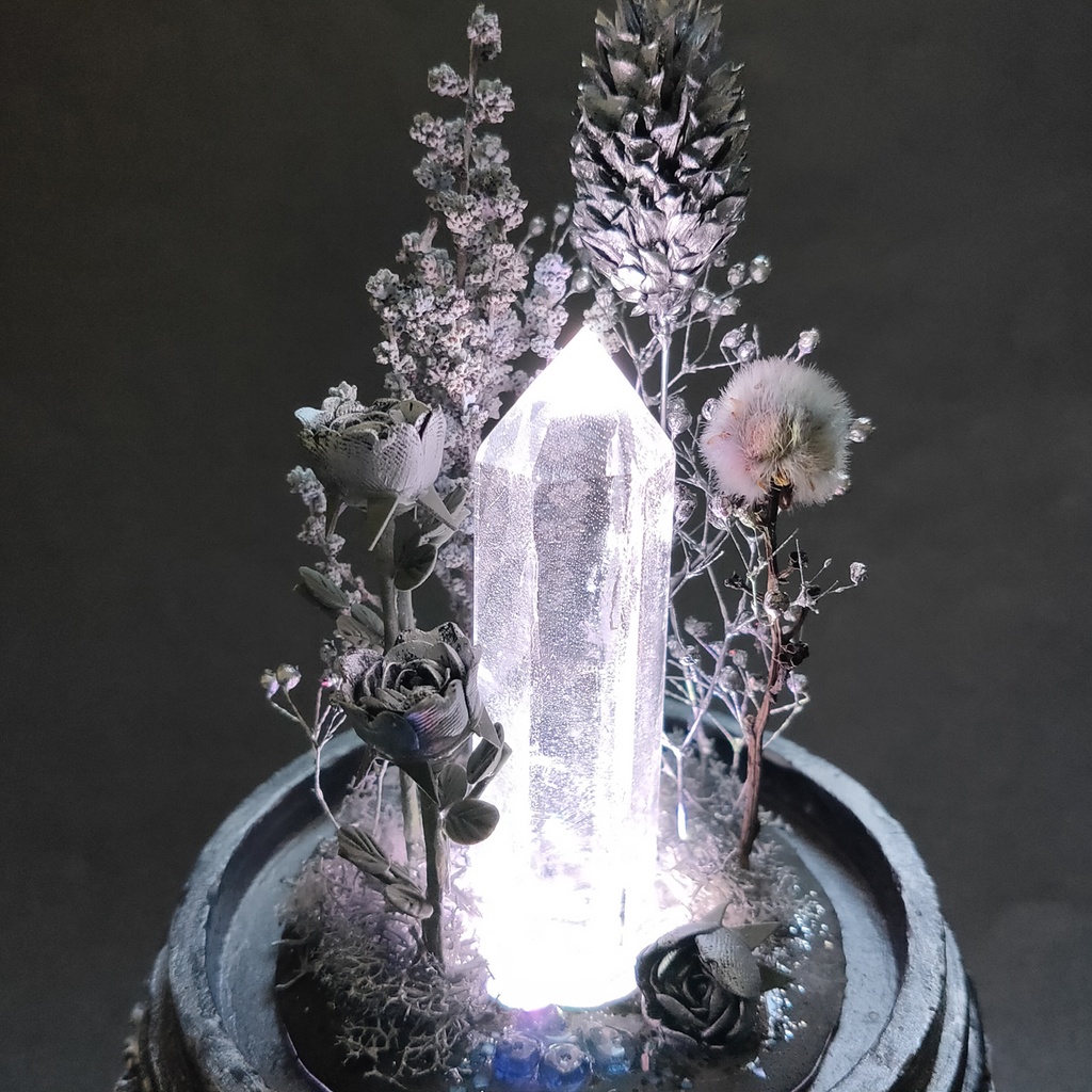 鉱物ランプ『シルバー』中サイズ・水晶・サファイア