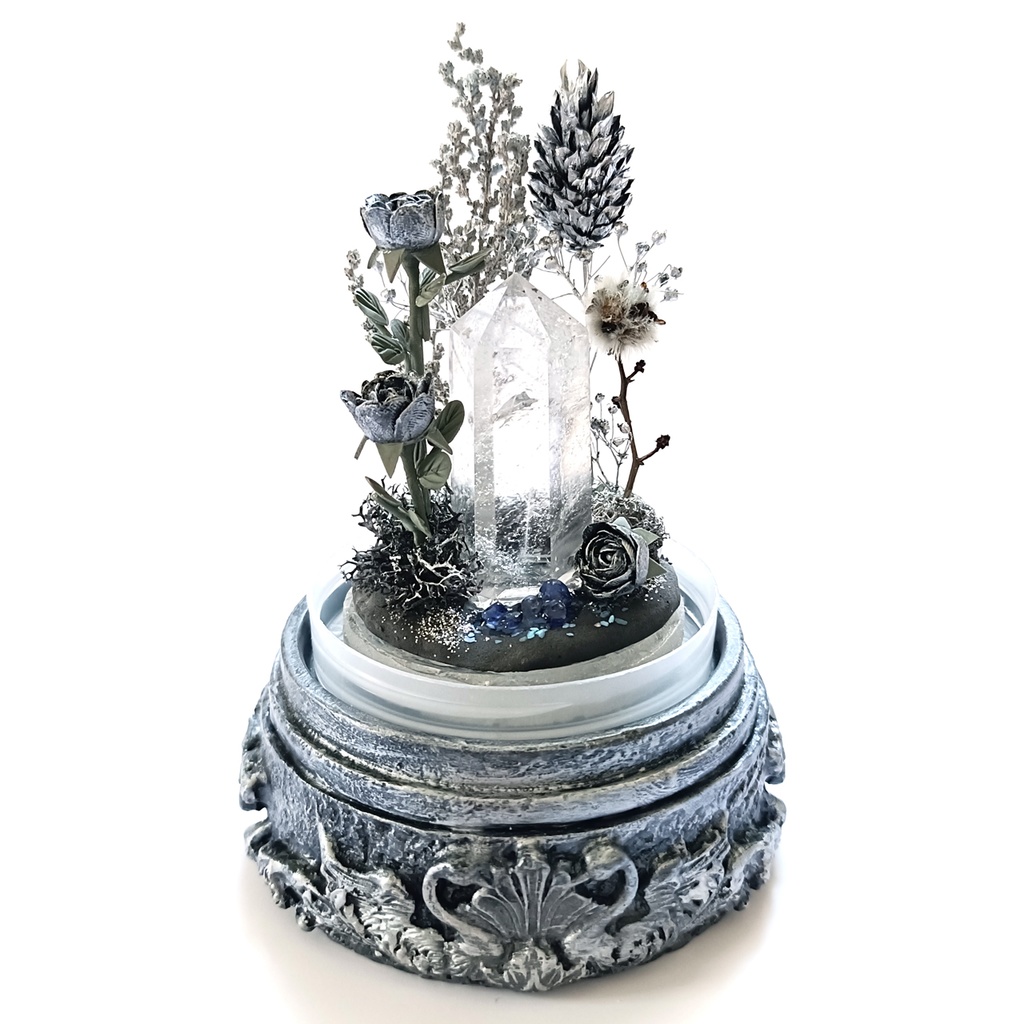 鉱物ランプ『シルバー』中サイズ・水晶・サファイア