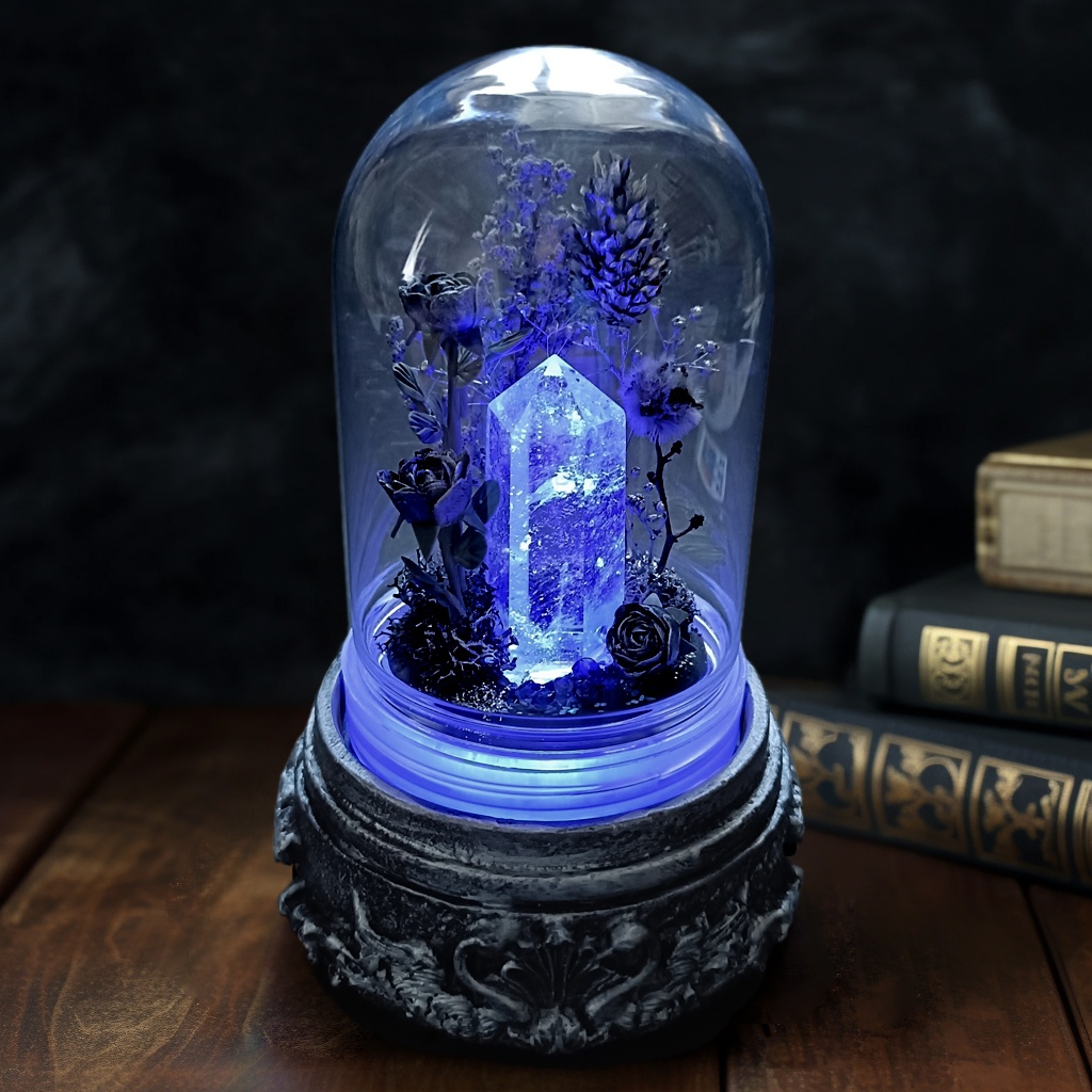 鉱物ランプ『シルバー』中サイズ・水晶・サファイア