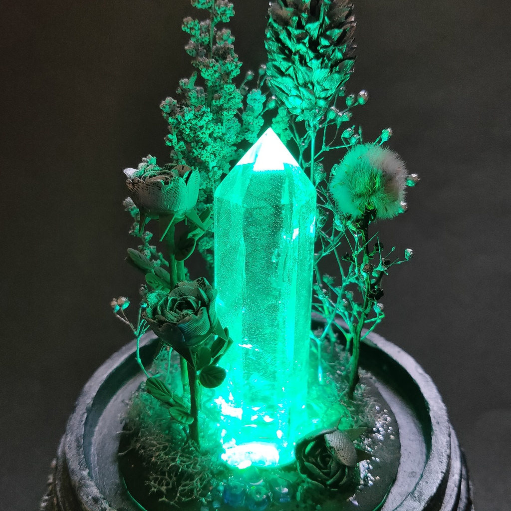 鉱物ランプ『シルバー』中サイズ・水晶・サファイア