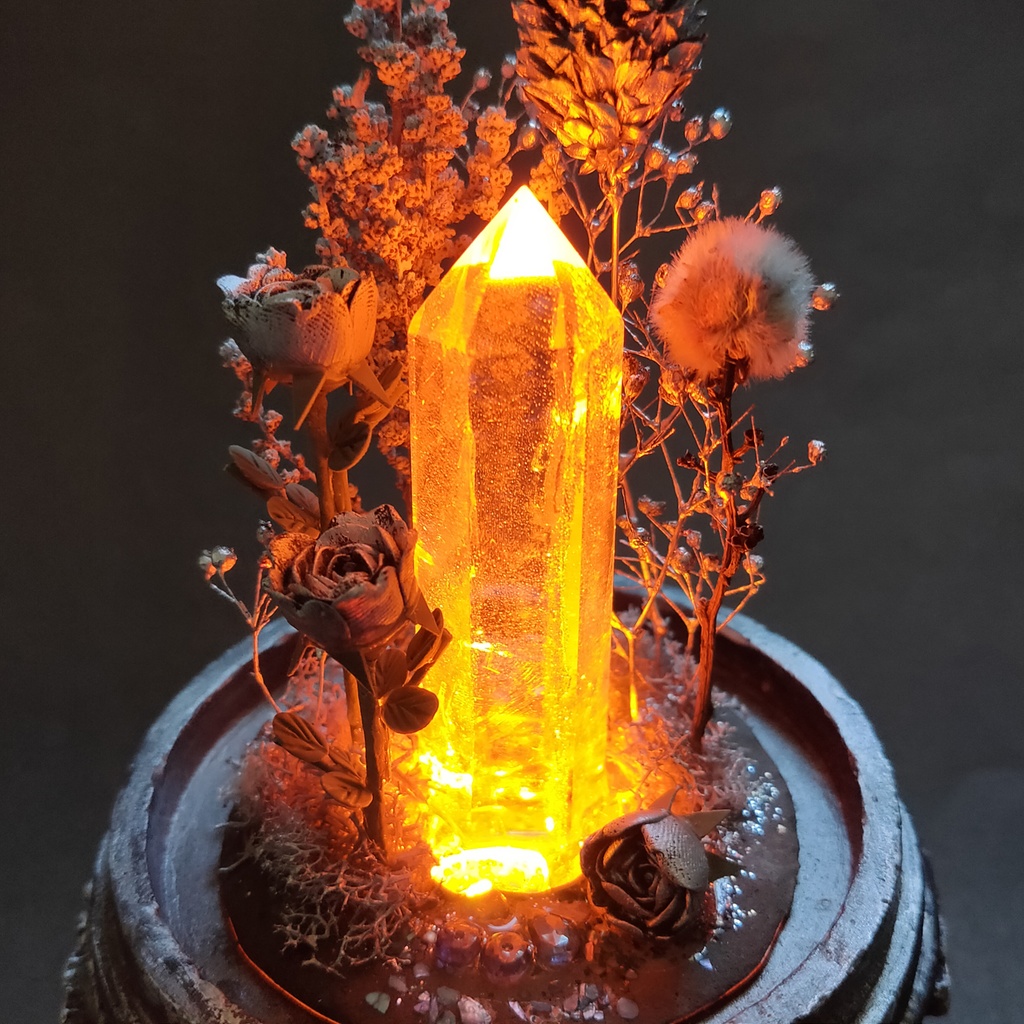 鉱物ランプ『シルバー』中サイズ・水晶・サファイア