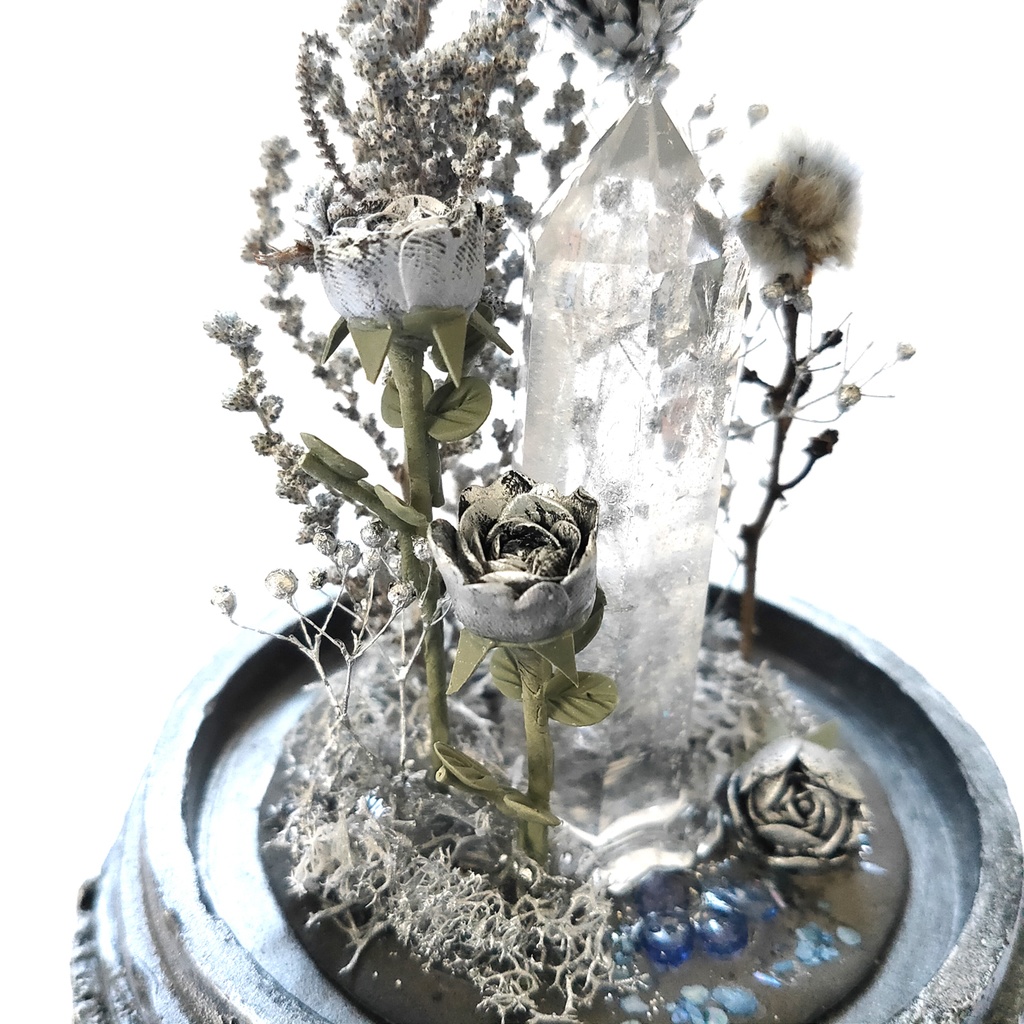 鉱物ランプ『シルバー』中サイズ・水晶・サファイア