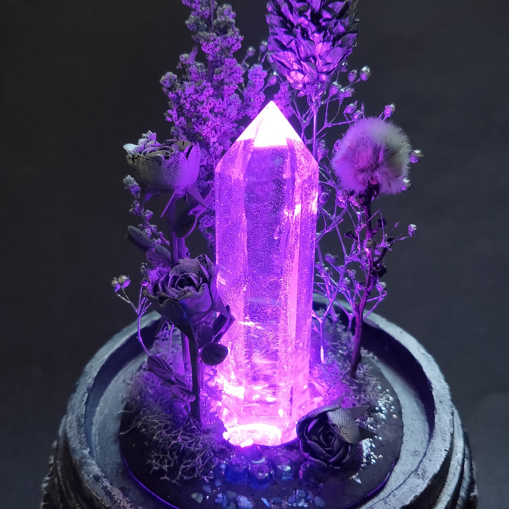 鉱物ランプ『シルバー』中サイズ・水晶・サファイア