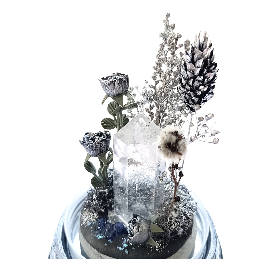 鉱物ランプ『シルバー』中サイズ・水晶・サファイア