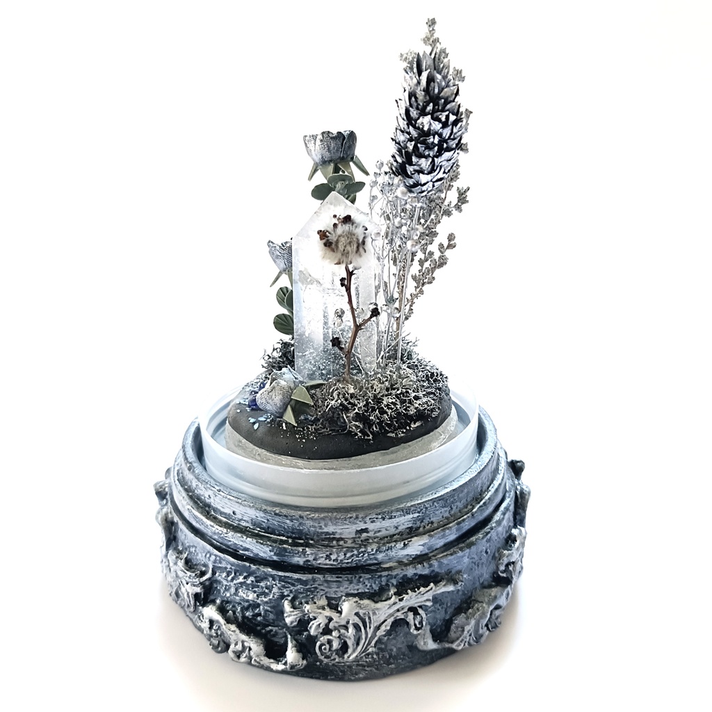 鉱物ランプ『シルバー』中サイズ・水晶・サファイア