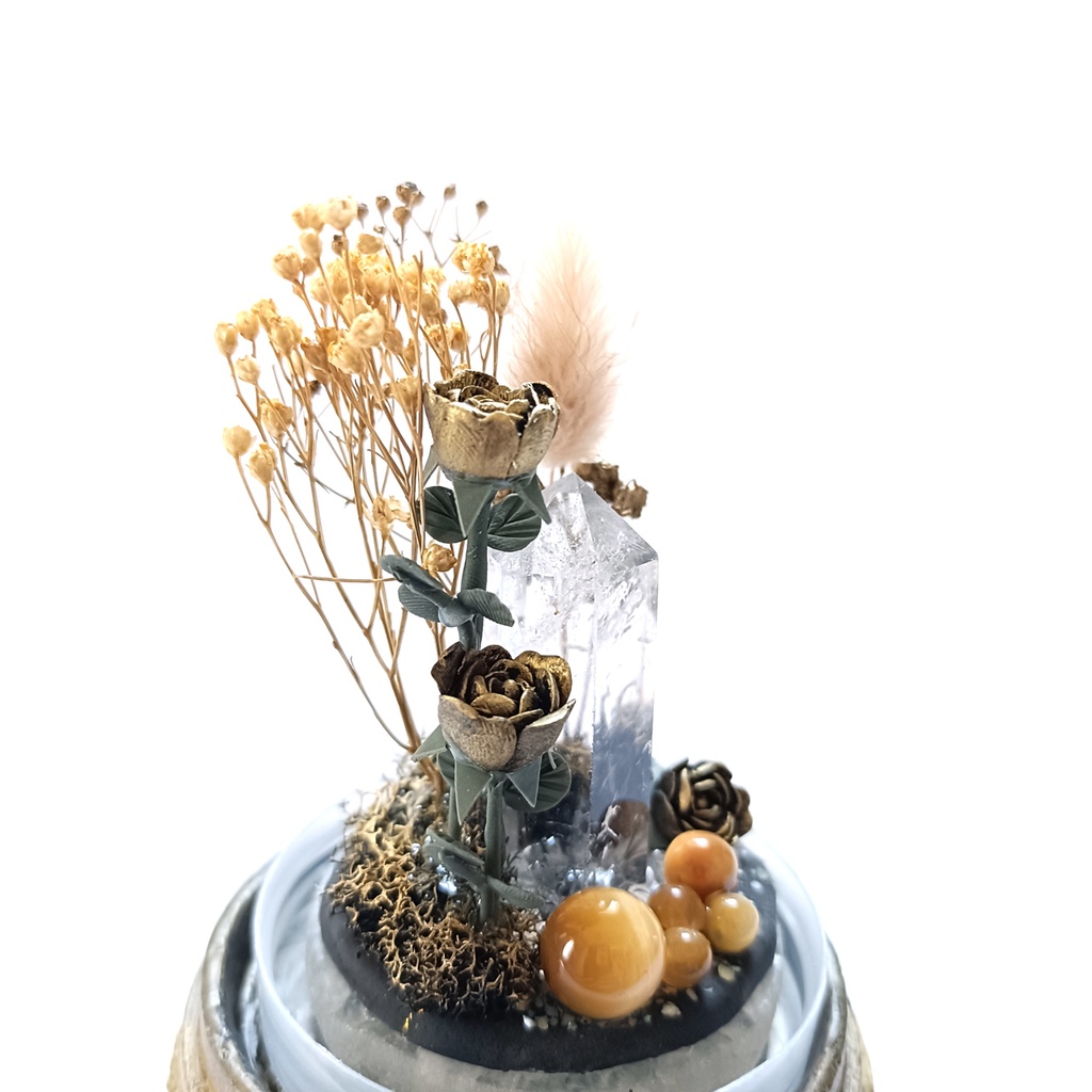 鉱物ランプ『ゴールド』中サイズ・水晶・タイガーアイ