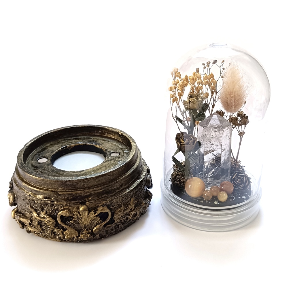 鉱物ランプ『ゴールド』中サイズ・水晶・タイガーアイ