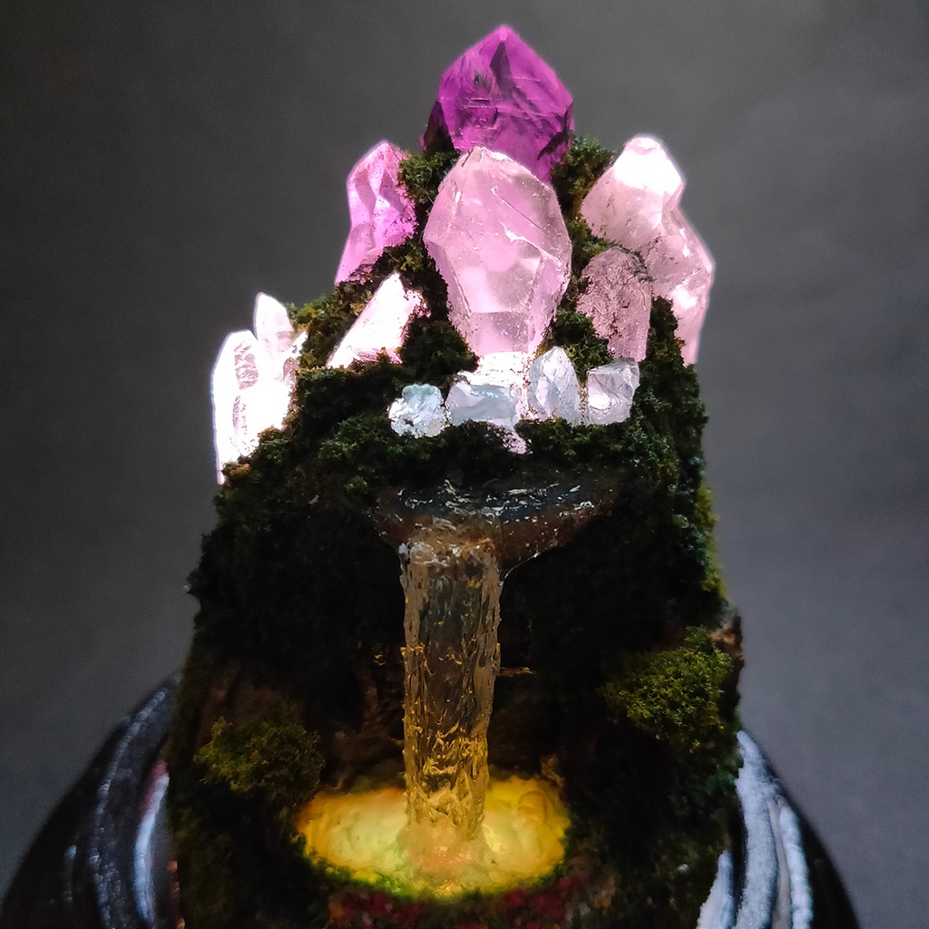 【期間限定・夏】鉱物ランプ『水晶山脈』中・リモコン切替点灯