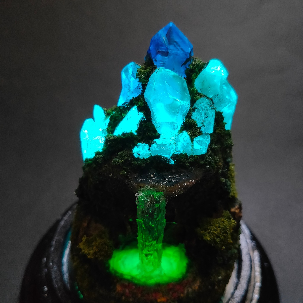 【期間限定・夏】鉱物ランプ『水晶山脈』中・リモコン切替点灯