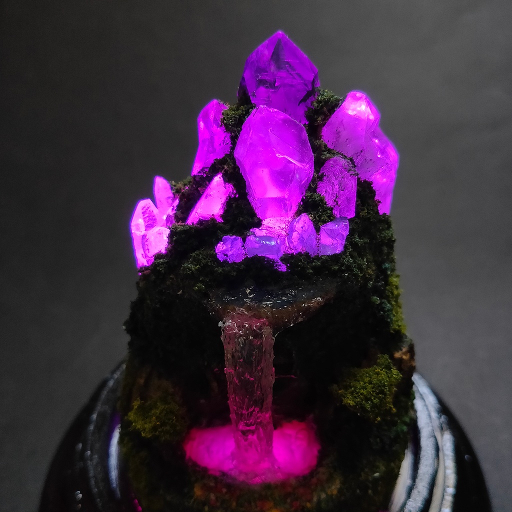 【期間限定・夏】鉱物ランプ『水晶山脈』中・リモコン切替点灯