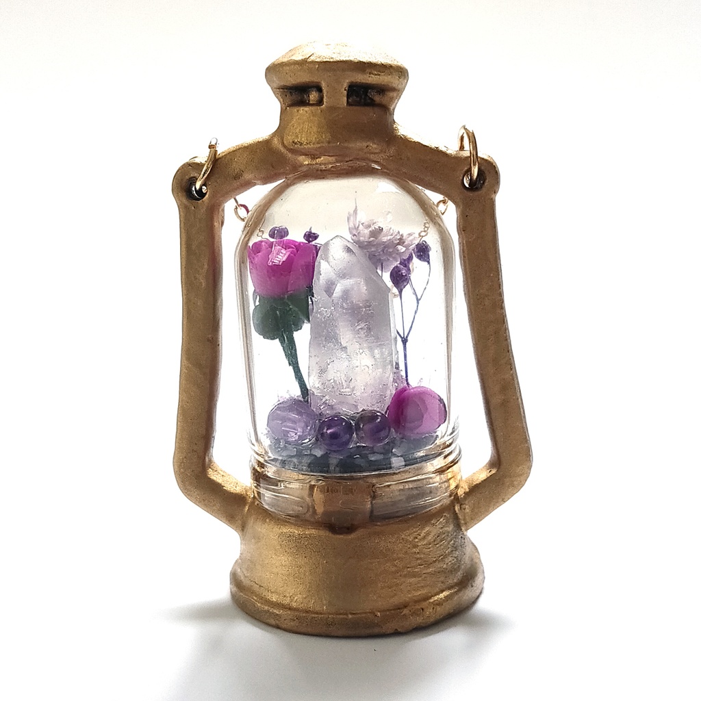 「誕生石×色」ランプ型ライトネックレス『赤、紫、水色』