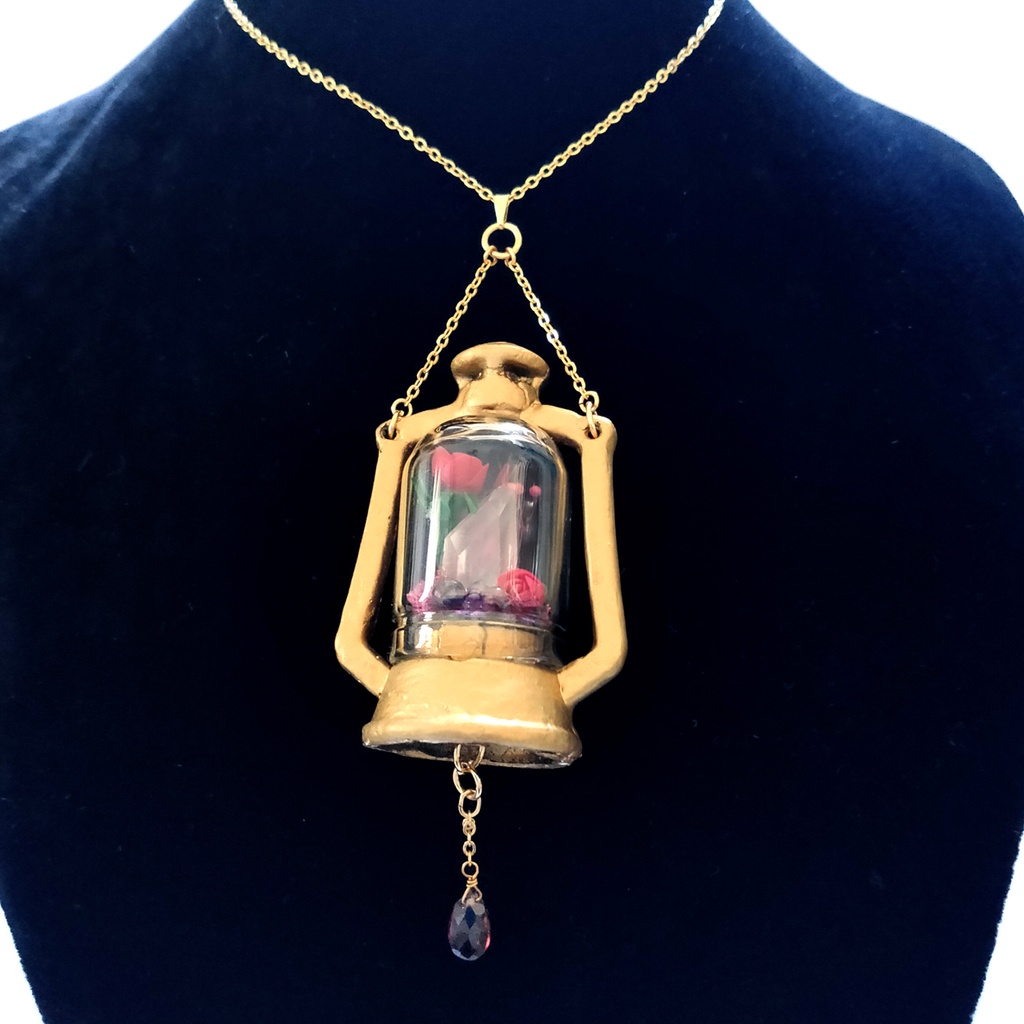 「誕生石×色」ランプ型ライトネックレス『赤、紫、水色』