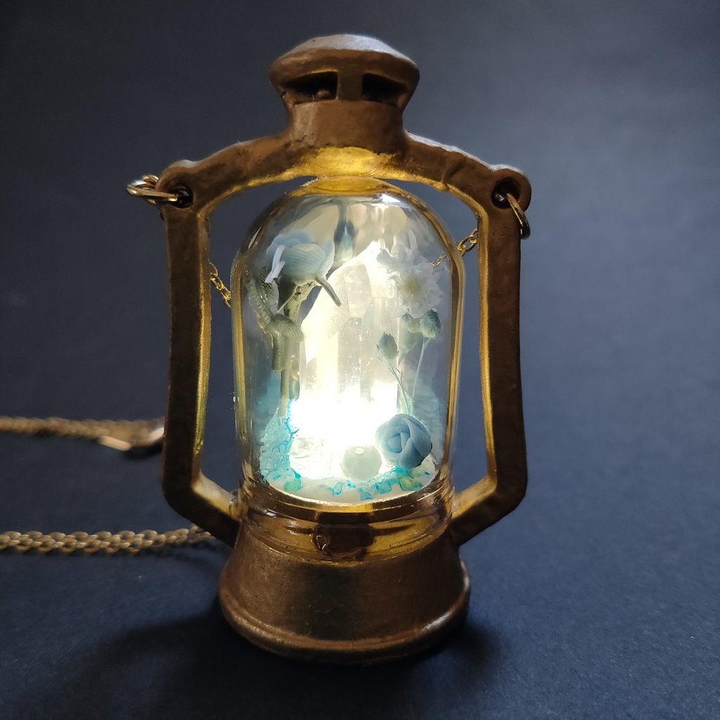 「誕生石×色」ランプ型ライトネックレス『赤、紫、水色』