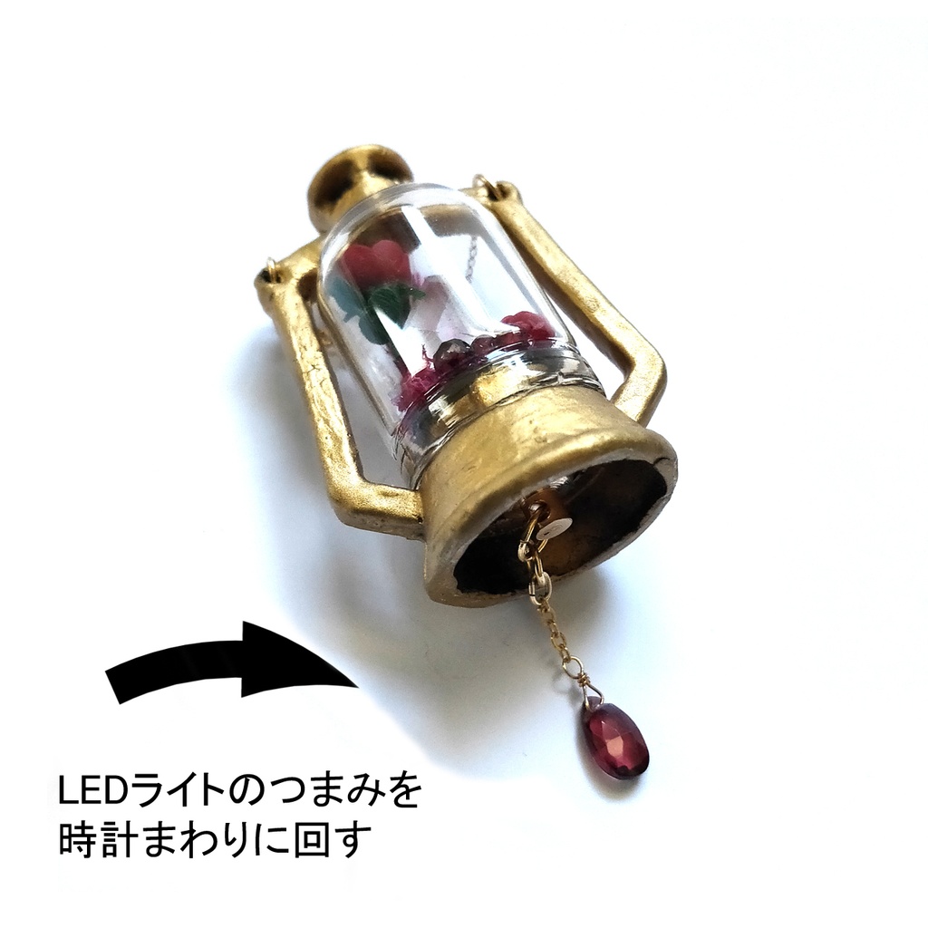 「誕生石×色」ランプ型ライトネックレス『赤、紫、水色』