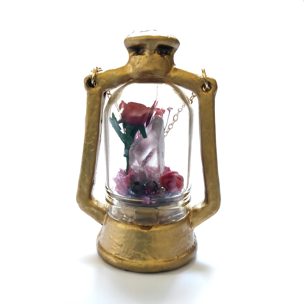 「誕生石×色」ランプ型ライトネックレス『赤、紫、水色』