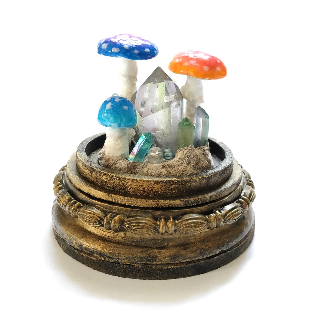 鉱物ランプ『月世界』中・水晶・リモコン切替点灯