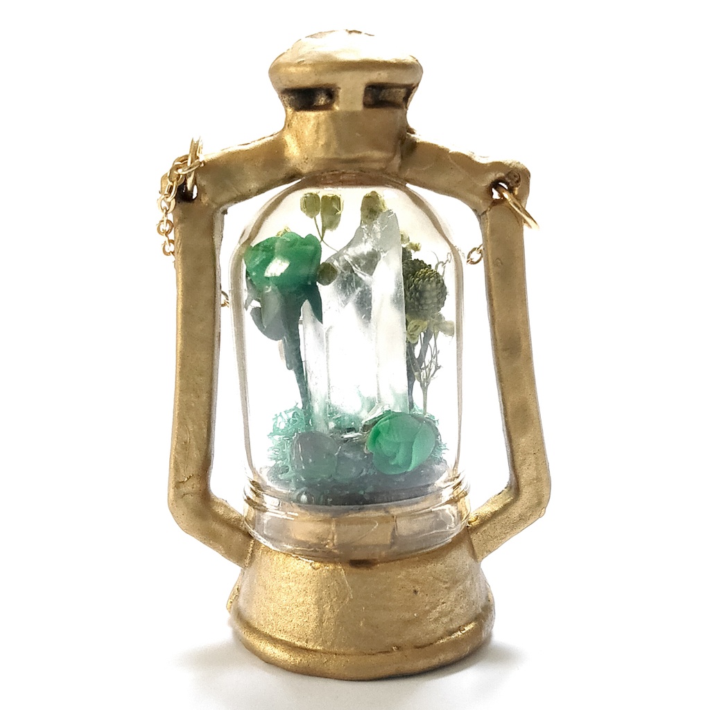 「誕生石×色」ランプ型ライトネックレス『ピンク、緑、白』