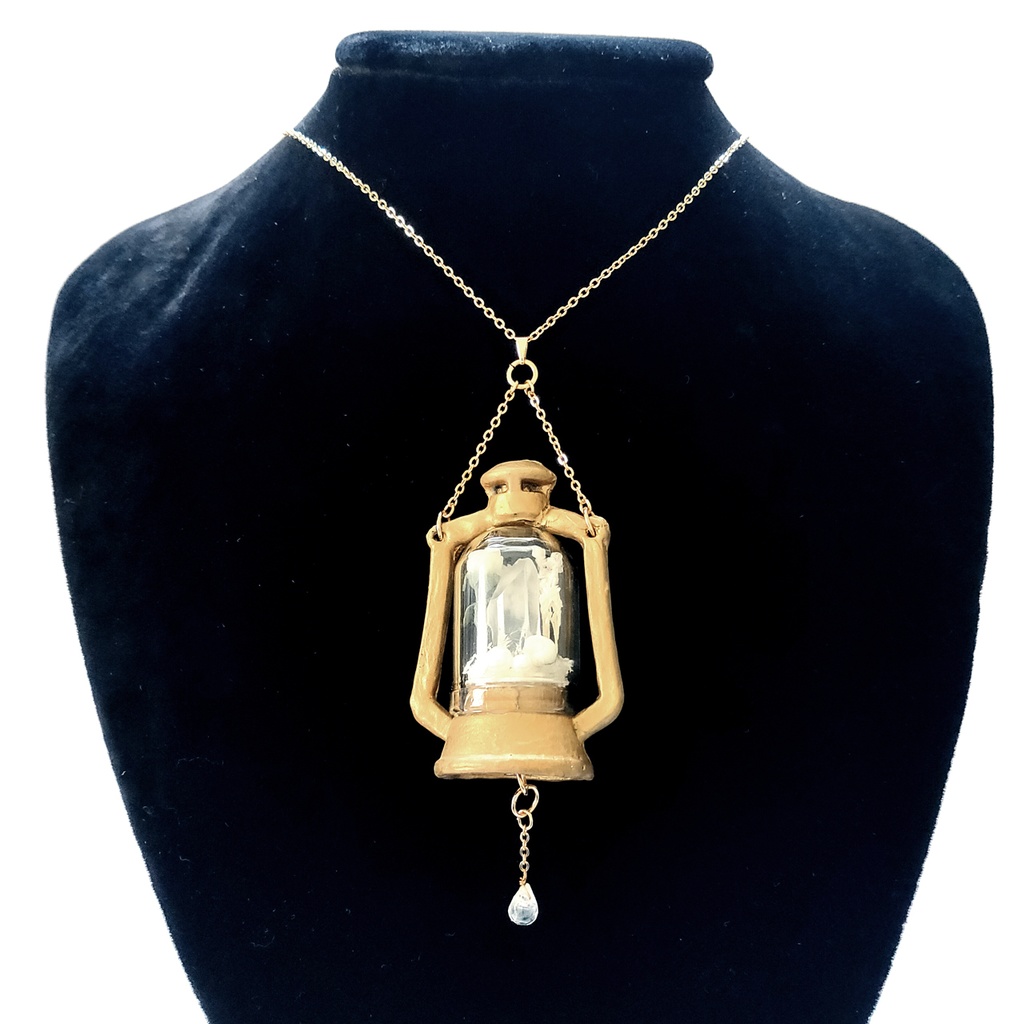 「誕生石×色」ランプ型ライトネックレス『ピンク、緑、白』