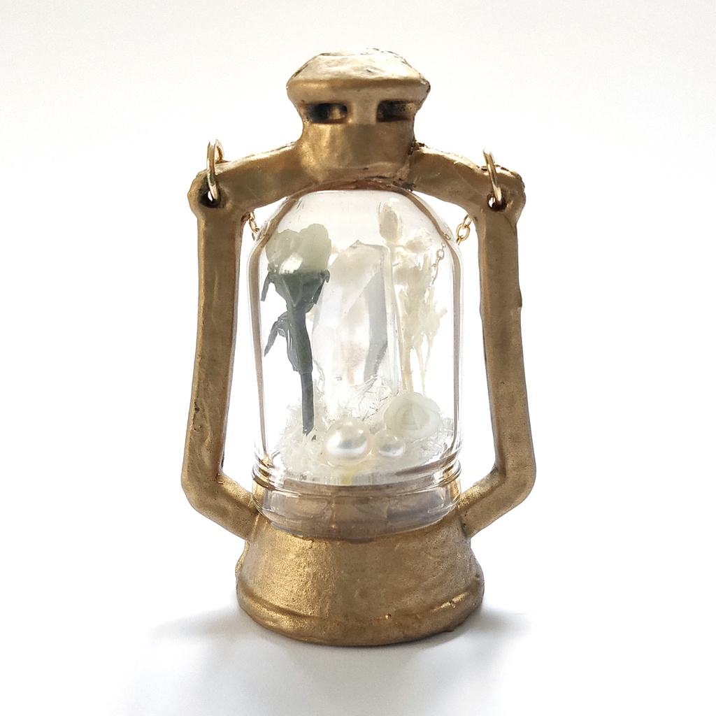 「誕生石×色」ランプ型ライトネックレス『ピンク、緑、白』