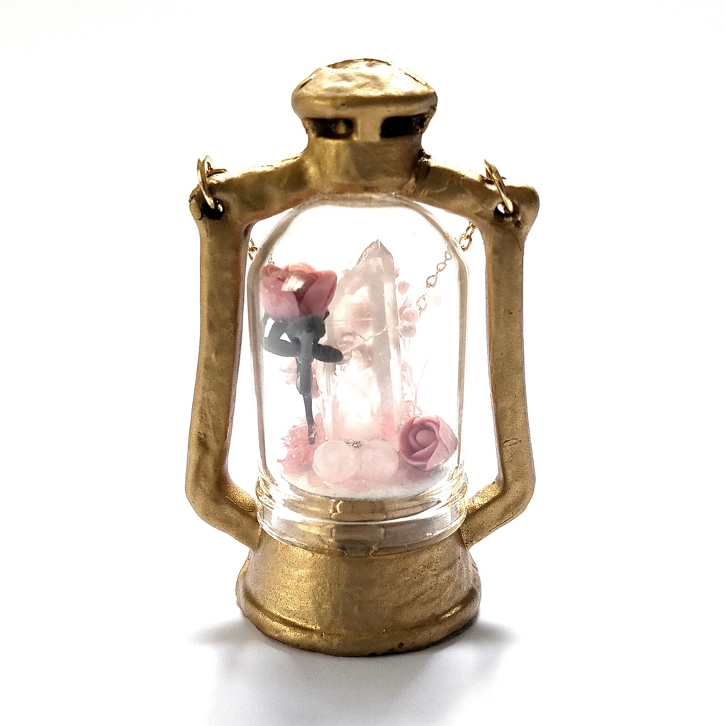 「誕生石×色」ランプ型ライトネックレス『ピンク、緑、白』