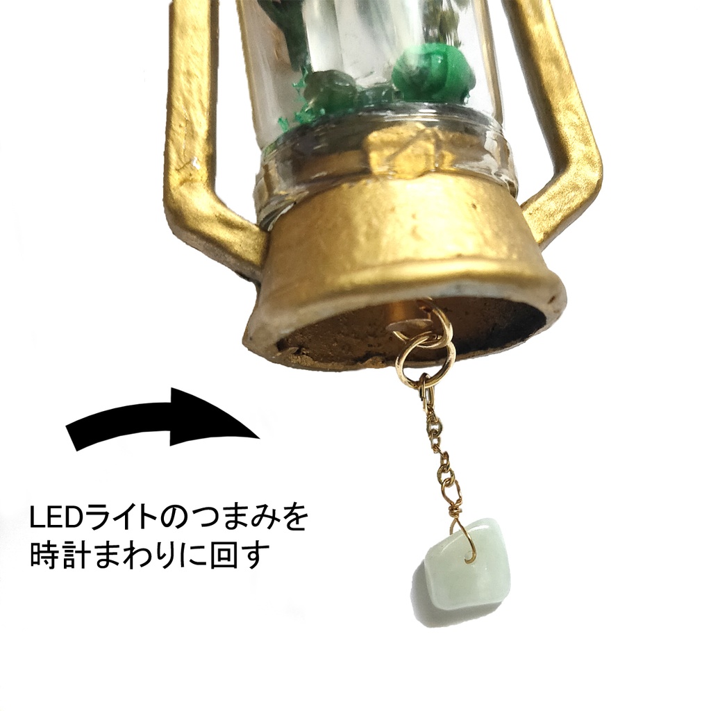 「誕生石×色」ランプ型ライトネックレス『ピンク、緑、白』