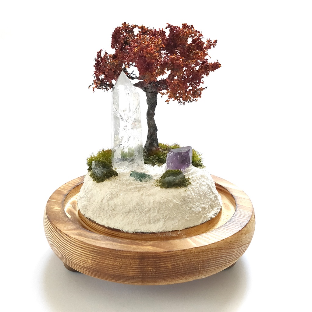 鉱物ランプ『水晶庭園-秋の庭-』大・水晶・リモコン切替点灯