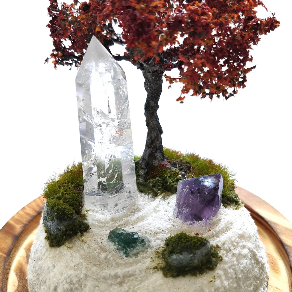 鉱物ランプ『水晶庭園-秋の庭-』大・水晶・リモコン切替点灯