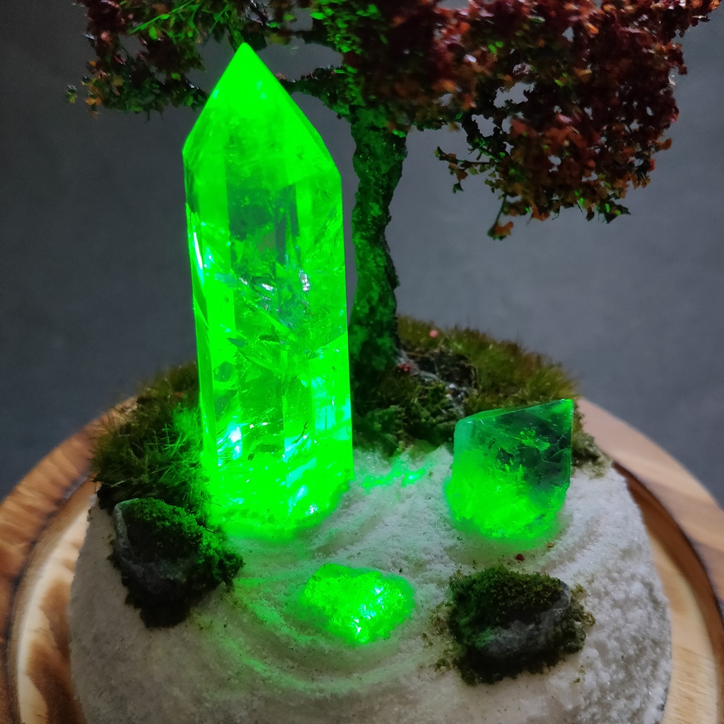 鉱物ランプ『水晶庭園-秋の庭-』大・水晶・リモコン切替点灯