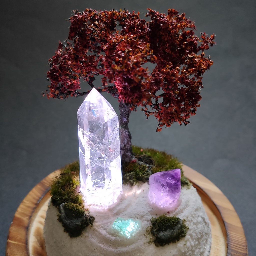 鉱物ランプ『水晶庭園-秋の庭-』大・水晶・リモコン切替点灯