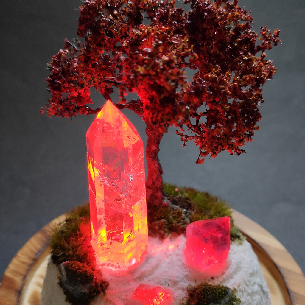 鉱物ランプ『水晶庭園-秋の庭-』大・水晶・リモコン切替点灯