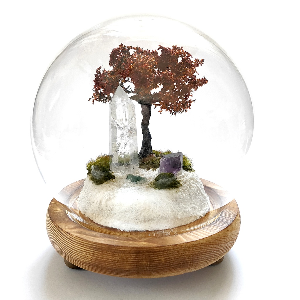 鉱物ランプ『水晶庭園-秋の庭-』大・水晶・リモコン切替点灯