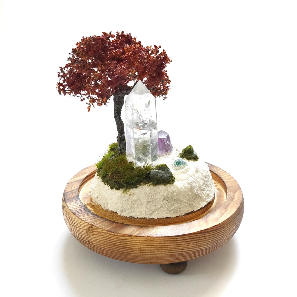 鉱物ランプ『水晶庭園-秋の庭-』大・水晶・リモコン切替点灯