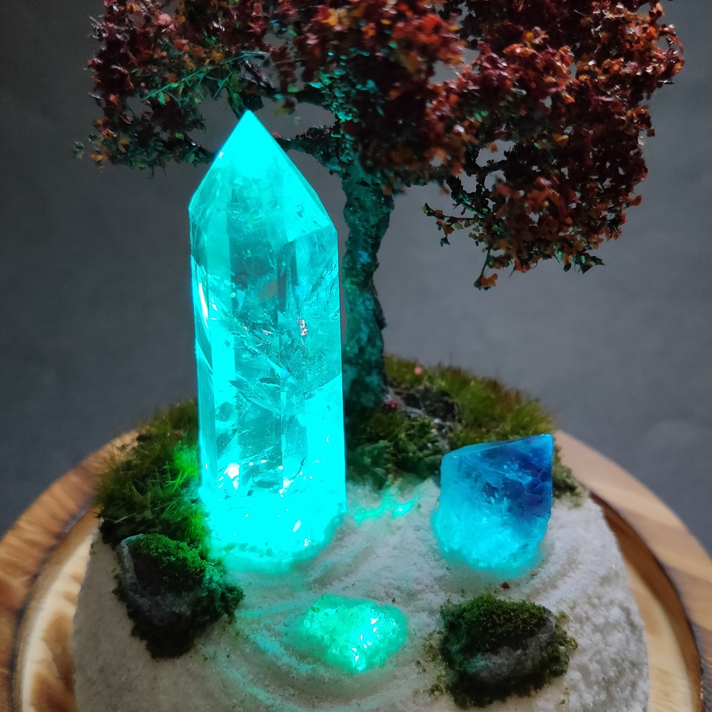 鉱物ランプ『水晶庭園-秋の庭-』大・水晶・リモコン切替点灯