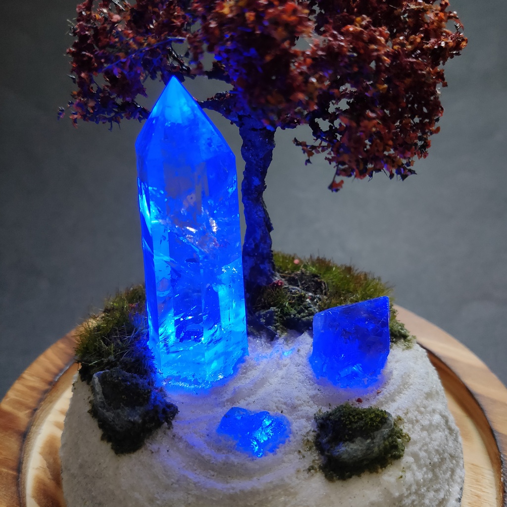 鉱物ランプ『水晶庭園-秋の庭-』大・水晶・リモコン切替点灯
