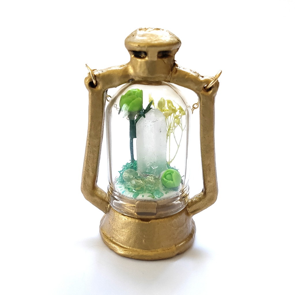 「誕生石×色」ランプ型ライトネックレス『オレンジ、黄緑、シルバー』